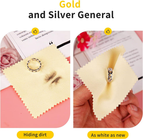 CATIFLIN 100pcs Premium Jewelry Cleaning Cloth, Silver Polishing Cloth Individually Wrapped, for Sterling Silver, Gold, Brass, Silverware, Coin, R...