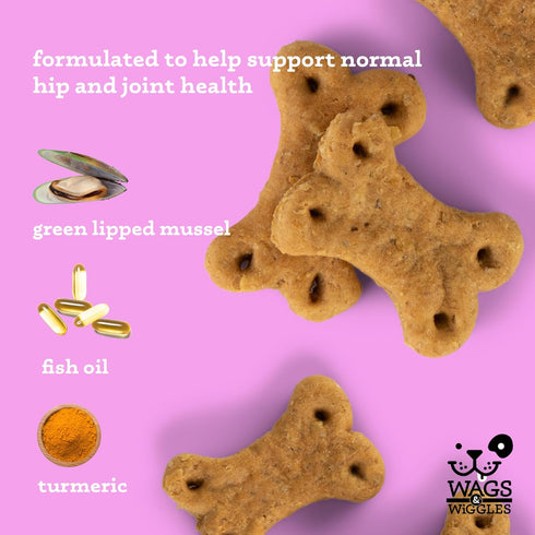 Wags & Wiggles Super HIPS Functional Treats for Dogs, Chicken Flavor, 5.5 Resealable Bag | Hip & Joint Support Dog Treats with Green Lipped Mussel...