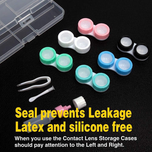 6 Pack Contact Lens Case, Portable Spin Top Contact Lenses Cases with Remover Tool Tweezers Contact Solution Bottle Clear Contacts Storage Kit for...