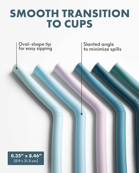Nightingale Reusable Silicone Straws - Bendy Drinking Straw with Cleaning Brush - Collapsible and Bendable Travel Straw for Kids - Dishwasher Safe...