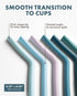 Nightingale Reusable Silicone Straws - Bendy Drinking Straw with Cleaning Brush - Collapsible and Bendable Travel Straw for Kids - Dishwasher Safe...