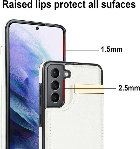 Asuwish Phone Case for Samsung Galaxy S21 FE 5G Wallet Cover with Tempered Glass Screen Protector and Leather Purse Credit Card Holder Slot Cell S...