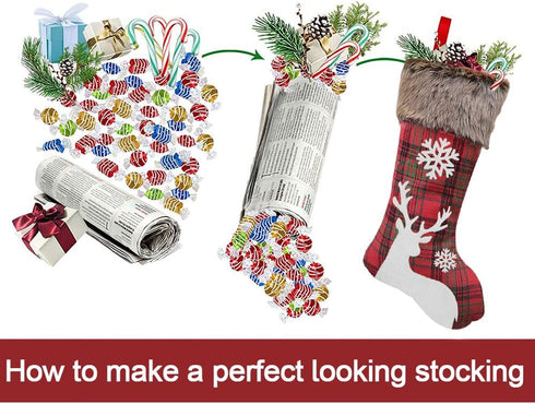 Christmas Stockings 2022, 18 Inches Burlap with Large Plaid Snowflake and Plush Faux Fur Cuff Stockings, for Home Decor (2 Pcs Plaid Snowflake)...