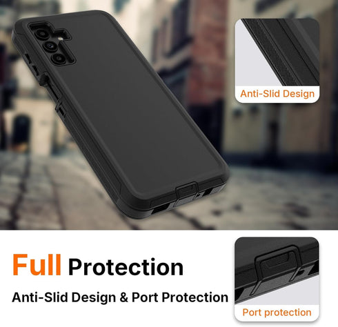 for Galaxy A13-5G Phone Case, (NOT FIT 4G) Samsung A13 Case with Glass Screen Protector, Full-Body Strong Protection Shockproof Heavy Duty Android...
