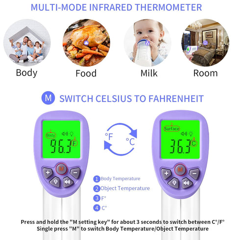 Digital Thermometer for Adults and Kids, Forehead/Infrared Thermometer, Non Contact Thermometer with Fever Alarm,Silent Mode, 2 in 1 Mode (White)...