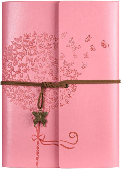 OMEYA Leather Journal Notebook, Refillable Writing Journal Diary Planner for Women Girls (Pink, A5-9.3''×6.3'')...