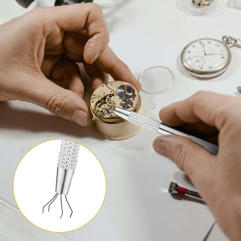 3pcs Jewelry Pickup Tools, Premium Aluminum Alloy Piercing Claw Tool with Stainless Steel Elbow Tweezers for Changing and Dissembling Jewelry Smal...