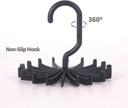 4 Pack Tie Rack Hanger Holder Hooks Organizer for Mens, 360 Degree Rotating Tie Racks, Black...