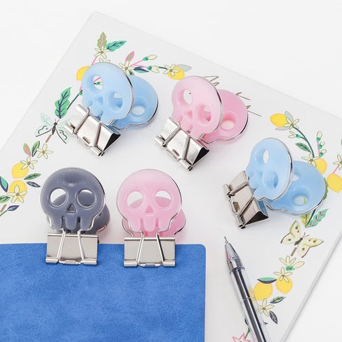 Skull Shape Medium Paper Clips, Binder Clips, Easy Grip, Assorted Color, School Office Supplies, 10 Pcs/Set...
