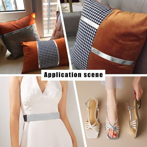 GORGECRAFT 5.5Yds Metallic Leather Straps 0.6" Wide Shiny Flat Silver Leather Cord Glossy Pu Leather Lace Stripper Beading String Ribbon Crafts Do...