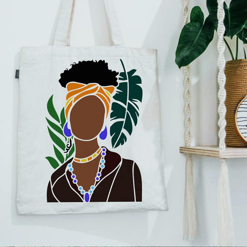 FINGERINSPIRE 6 pcs African Tribal Women Stencils 8.3x11.7inch Reusable African American Painting Stencil Female Silhouette Bathroom Decoration St...