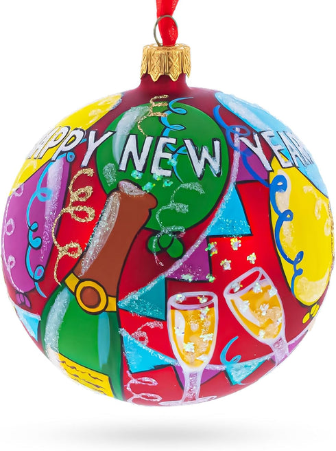 Festive Celebration Glass Ball Christmas Ornament 4 Inches...