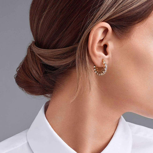 Sterling Silver Cubic Zirconia Hoop Earrings and 14k Gold Earrings, Hypoallergenic Diamond Huggies Earrings for Women...