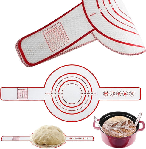 Silicone Bread Sling Dutch Oven, Non-Stick & Easy Clean Reusable Silicone Bread Baking Mat, Oval Silicone Baking Mat with Long Handle for Transfer...