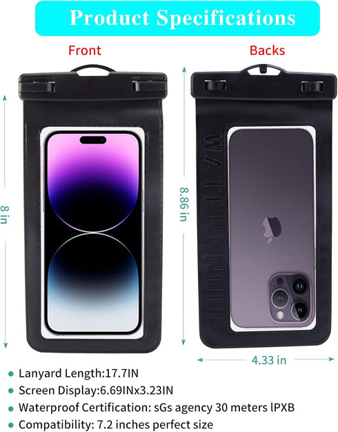 GoGo Deepsea Waterproof Phone Pouch, IP68 Waterproof Phone Case, Underwater Vacation Cellphone Dry Bag Up to 7.2" for Samsung Galaxy Pixel, iPhone...