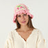 Crochet Bucket Hat for Women Handmade Floral Hat Portable Knitted Elastic Cute Beach Hat for Vacation Traveling...