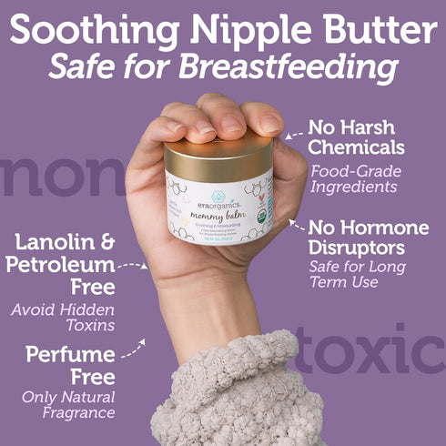 Era Organics Soothing Nipple Butter Breastfeeding Cream - USDA Organic Baby Friendly Balm to Calm and Moisturize Chapped, Sensitive Skin...
