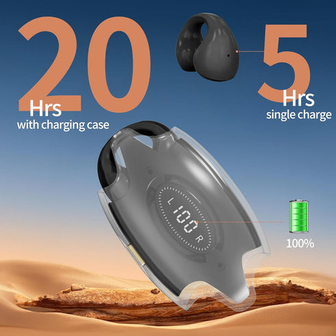 Open Ear Headphones 5.3 with Charging Case?Earring Wireless Earbuds Bluetooth Compatible with iPhone/Samsung Phone for Sport, Ear Clip Headphones ...