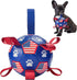 Dog Soccer Ball with Straps 4th of July Dog Toy Dog Interactive Ball Toy for Tug of War Independence Day Dog Tug Ball Toy with American Flag Patte...