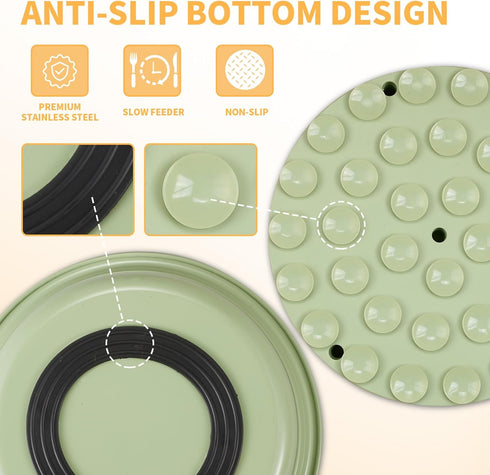2-in-1 Metal Slow Feeder Dog Bowl, Bestalk Stainless Steel Dog Bowls with Silicone Slow Feeder Insert, Food Grade 304 Water Food Bowl with Anti-Sl...