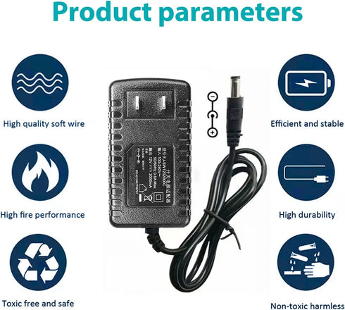 12V DC Adapter Power Cord fit for Theragun Liv, ONN 16” 20" 30" 37" ONN Sound Bar Speaker, ONB18SB001, Onn 22" 100002487 24" ONA18HO015 100002480 ...