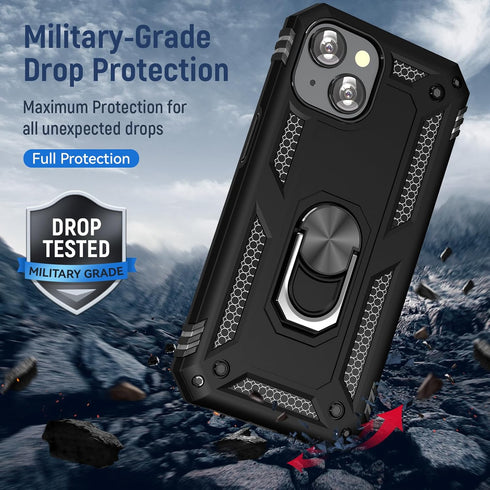 Phone Case for 13 iPhone Case iPhone 13 Phone Case for Men Heavy Duty Armor Case with Kickstand and Ring for iPhone 13 - Black......