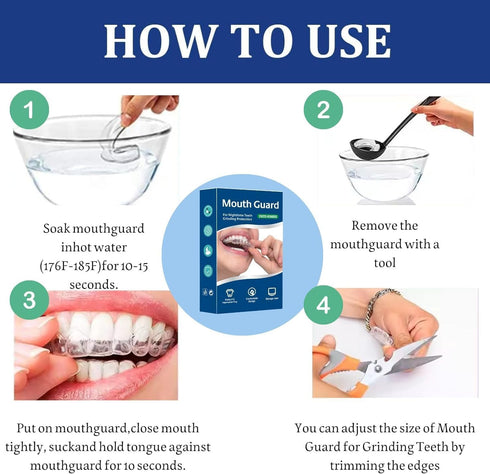 Mouth Guard for Grinding Teeth at Night, Sleep Mouth Guard, Reusable Mouth Guard for Sleeping Professional Stops Bruxism and Teeth Clenching (4 Pi...