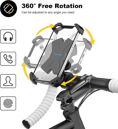 New Bike Phone Mount with Stainless Steel Clamp Arms Anti Shake and Stable 360° Rotation Bike Accessories/Bike Phone Holder for Any Smartphones GP...