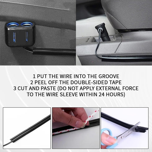 4PCS Car Concealed Wire Sleeve, Cable Management Sleeves, Concealed Wire Cover Line Sleeve Car Cable Clips Auto Accessories, Adhesive Cable Hidden...