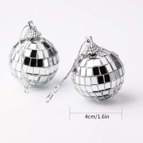 12 Pcs Silver Disco Mirror Ball for Party Decoration, Christmas Tree Wedding Birthday Party Ornaments(4CM)...