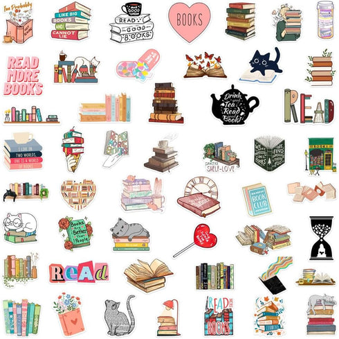Book Stickers?50PCS Book Stickers for Kindle, Bookish Reading Stickers for Laptop, Journal Stickers Book Lover Clear Case Stickers Gifts Accessori...