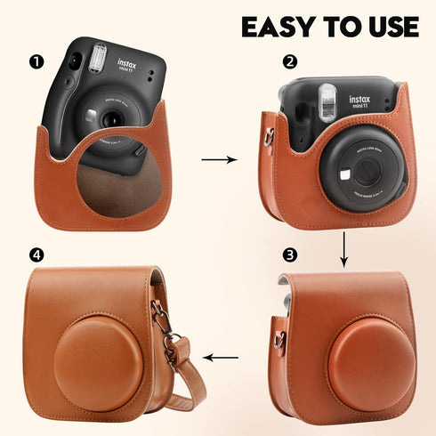 Protective Camera Case for Fujifilm Instax Mini 11 12 9 Instant Camera with Instax Mini Album, Photo Album for Fujifilm Instax Mini Camrea, PU Lea...
