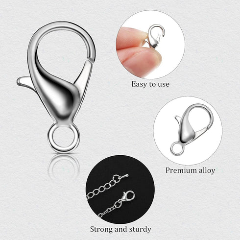 600 Pieces Lobster Clasps and Open Jump Rings Set Lobster Claw Clasps and Closures for Jewelry Making and Bracelets Bracelet Hooks Jewelry Clips(M...