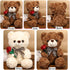Bear Stuffed Animal Plush Toy for Valentine Day, Cute 9.8" Teddy Bear Plushie with Rose Soft Small Cuddly Bear Toy, Gifts for Girlfriend Boyfriend...