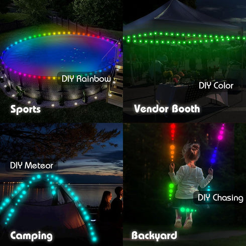40ft LED Tent Lights, Battery Operated RGB Color Changing LED Tent Lights with APP and Remote Control, Chasing LED Rope Light for Canopy (RGB+IC, ...