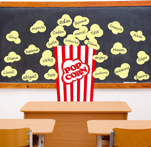 25 Pcs Various Popcorn Stickers Bulletin Board Self Stick Popcorn Accents Adhesive Fake Popcorn Decorations for Kids Teacher Classroom Blackboard ...