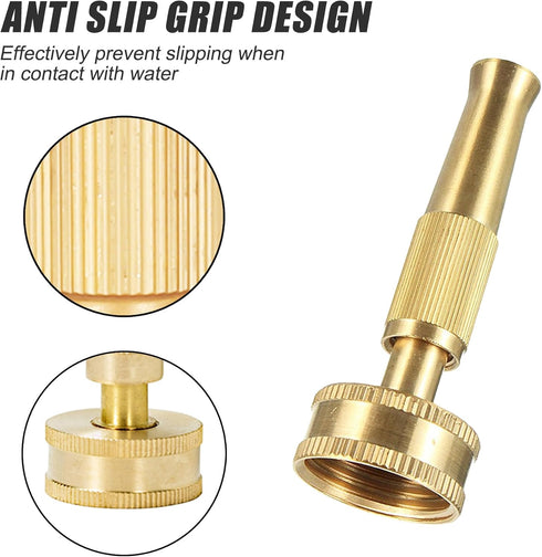 Adjustable Metal Twist Hose Nozzle Sprayer, 4" Heavy-Duty Brass Hose Nozzle Garden Sprayer with 10 Rubber Washers, for Gardening Watering Patio La...