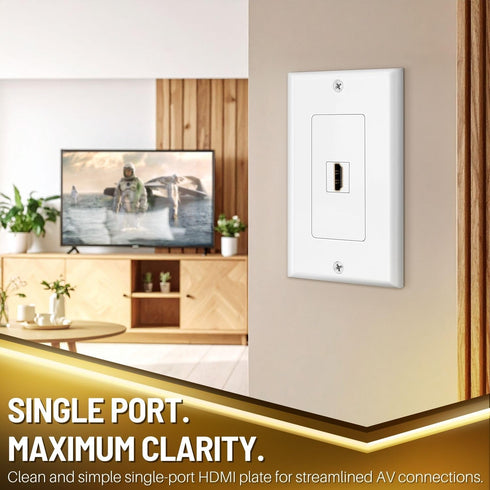 TNP HDMI Wall Plate (1 Port, White) HDMI Face Plate Socket Insert Jack Outlet Panel Mount Support 4K 60Hz HDR ARC/eARC Full HD 3D Ethernet High Sp...