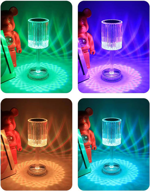 Crystal Diamond Table Lamp, Touch Control Crystal Lamp with 16 Colors,RGB Night Light with USB & Remote Control, LED Rechargeable Lamp for Bedroom...