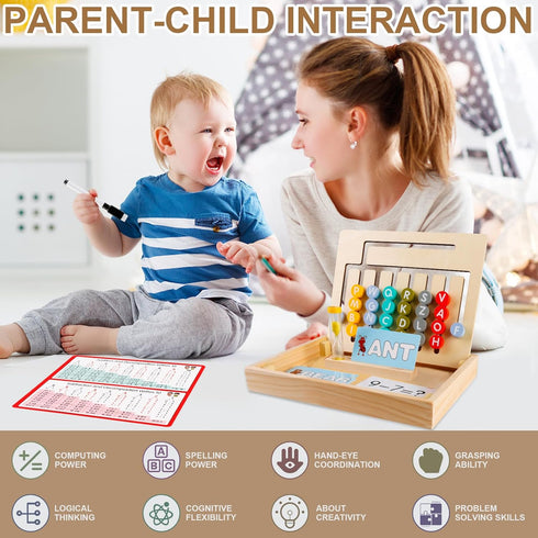 Wooden Montessori Toys for Kids 3 4 5 6 7 8 Years Old, Alphabet Learning Toys with 26 Cards, Brain Teaser Logic Board Games for Preschool Kinderga...