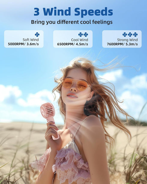 Mini Handheld Fan, Powerful Portable Fan 3 Speeds, USB Rechargeable Small Hand Fan, Personal Fan Battery Operated, Cute Design Makeup Eyelash Fan ...