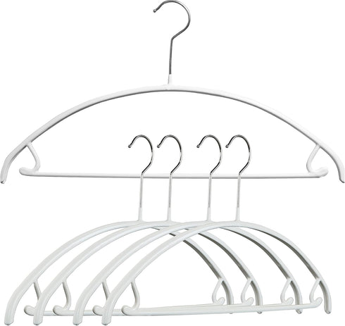 Mawa by Reston Lloyd Non Slip Metal Clothing Hanger, Smooth Shoulder Support with Skirt Hooks/Pant Bar, Model 42-U, White, Pack of 5...