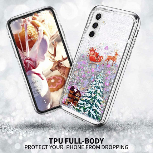 for Galaxy A14 5G Phone Case Samsung Galaxy A14 5G Case Christmas Cover Glitter Sparkle Liquid Floating Case Shockproof Clear Soft TPU Bumper Case...