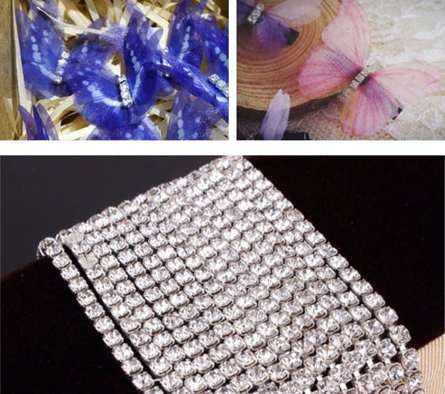 Honbay 10 Yard Crystal Rhinestone Close Chain Trim Sewing Craft 2.5mm Silver Color (Clear)...