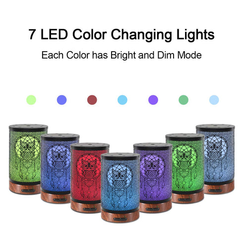 EQUSUPRO Essential Oil Diffuser 150ml Metal Aromatherapy Oil Diffuser Ultrasonic Cool Mist Diffuser with Auto Shut-Off Protection,7 Colors Changed...