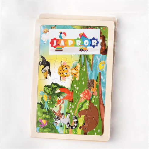 Wooden Puzzles for Toddlers Kids - 4 Packs 24PCS Animal Themed Wood Puzzle, Ocean Under The Sea Treasure Zoo Farm Preschool Educational Learning T...