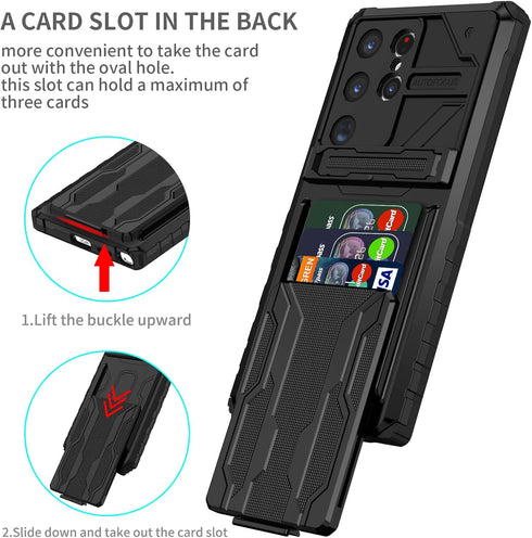 Wallet Case for Samsung Galaxy S24 Ultra with Card Holder, Military Grade Shockproof Samsung S24 Ultra Case with Tempered Glass Screen Protector [...