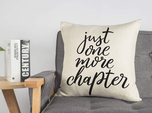 Just One More Chapter Throw Pillow Case Cushion Cover Book Lovers Linen 18 x 18 Inch...