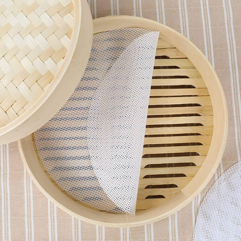 LadayPoa 10Pcs 12 inch Reusable Round Silicone Steamer Liners Non-stick Silicone Steamer Mesh Mat Pad Dim Sum Mesh for Home Kitchen or Restaurant...