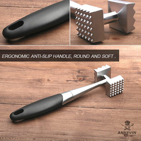 Meat Tenderizer, Dual-Sided Nails Meat Mallet, Meat Hammer Used for Steak, Chicken, Fish?Meat Pounder With Rubber Comfort Grip Handle, 8.8 inches ...